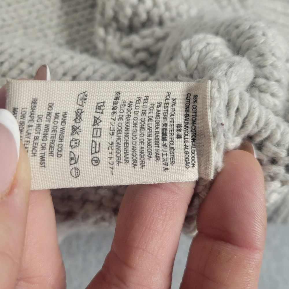 Free People Sweater Size Medium Chunky Cable Knit Oversized Gray Boho Indie - Picture 7 of 9